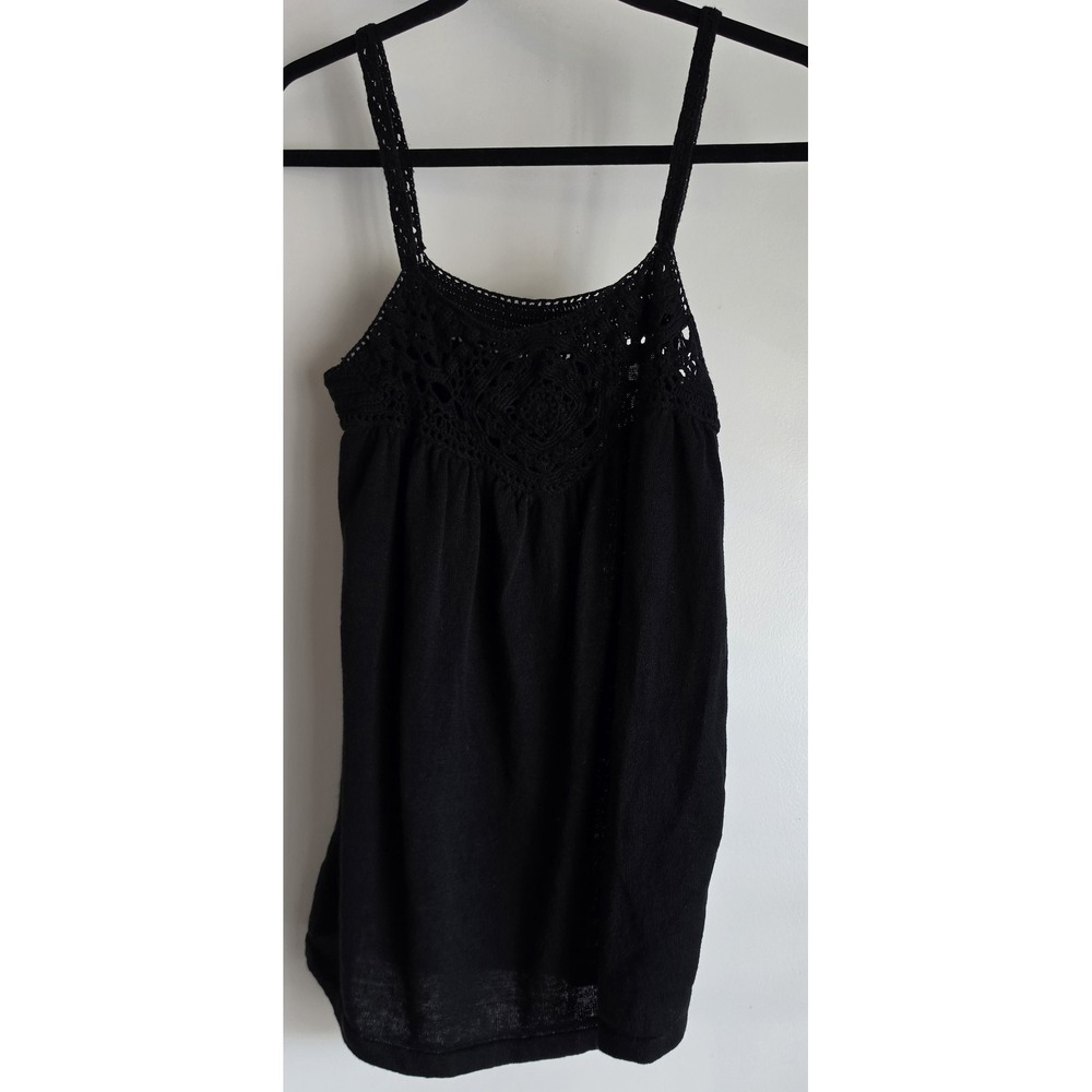 Banana Republic Linen Tank Top S Black Sleeveless Scoop Neck Boho Cami